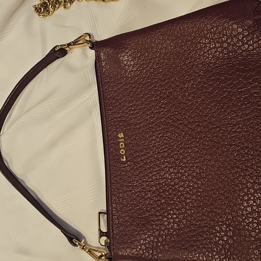 Lodis Deep Plum Convertable Clutch Multi Functional Chain And Leather Strap - Picture 7 of 16